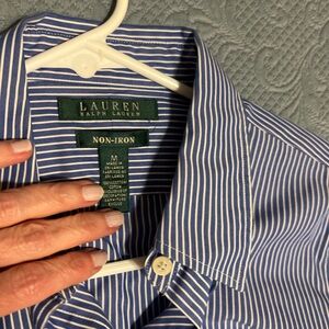 Lauren Ralph Lauren Men's Blue and White Striped Shirt